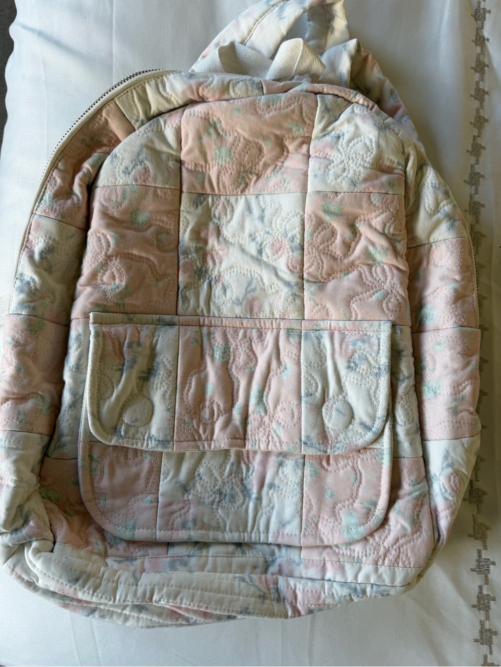 LoveShackFancy x Anthropologie Quilted Soft Pink Floral Backpack - Picture 6 of 10
